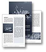 The Octopus Microsoft Word Template in blue shows an octopus propelling through the ocean and coral reefs. The Octopus Word Template is the ideal Word Template Design for any invertebrates document, octopus review, ocean report, coral reef brochure, pelagic waters publication or marine life newsletter.

Click the Octopus word template thumbnail for color, pricing, and purchase options