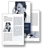 The Customer Service Word template in blue shows a customer service employee with telephone headset answering customer questions and providing customer support. The Customer Service Microsoft Word template is the ideal ms word template for any support desk, salesperson, telesales, customer dedication, providing service, sales, customer satisfaction, telemarketing report, customer support document or customer service publication.

Click the Customer Service word template thumbnail for color, pricing, and purchase options