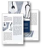 The Physician Word template in blue shows a physician explaining a patient's symptoms and diagnosis. The Physician Microsoft Word template is the perfect document template for any hospital, surgery, symptoms, online doctor, medical help, mental health report, symptoms document, doctor newsletter or physician publication.

Click the Physician word template thumbnail for color, pricing, and purchase options
